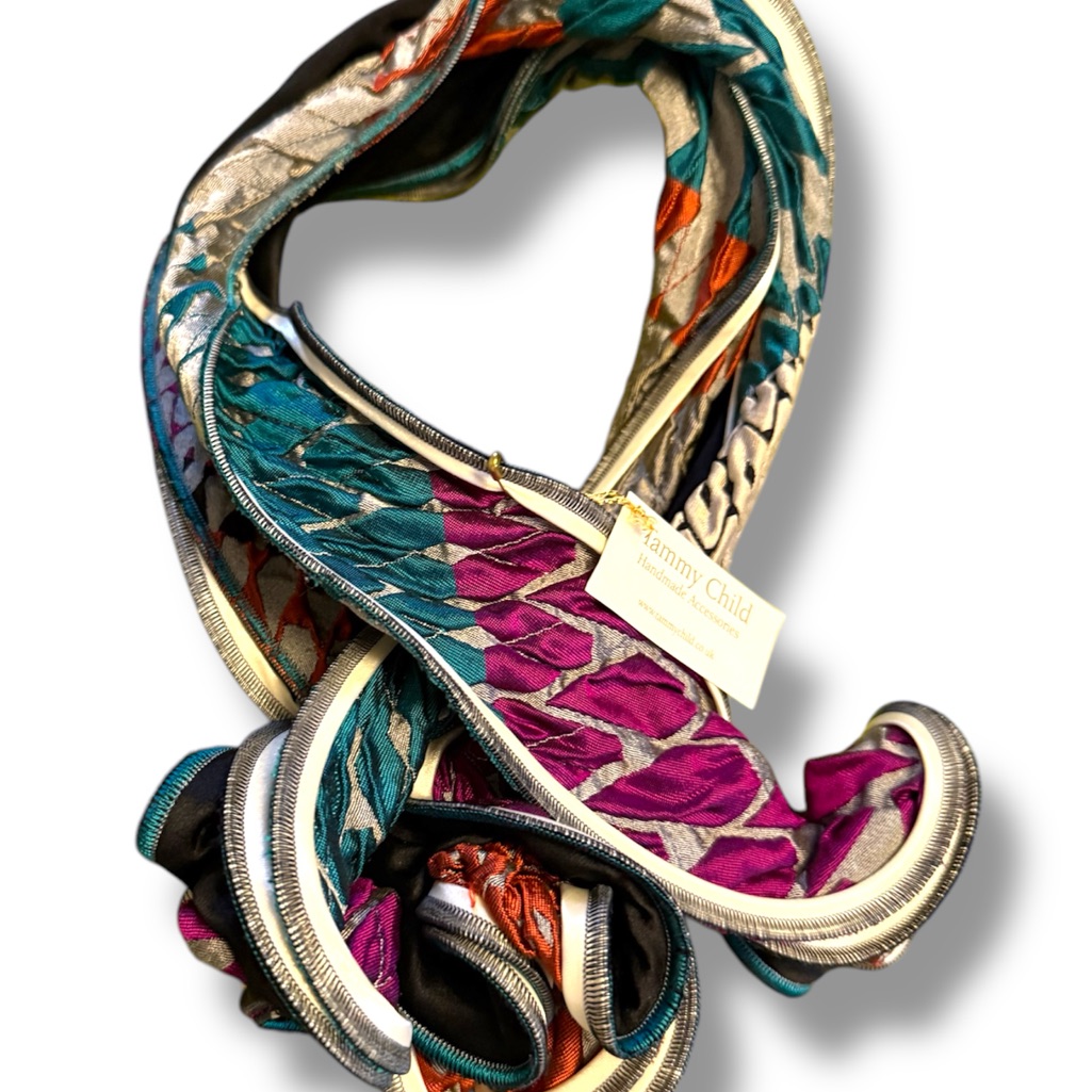 Tammy Child Uk 100% Silk Wired Packable Vibrant Handmade Scarf